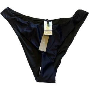 J. Crew Women's Curved-Waist Cheeky Bikini Bottom Navy Blue Size M NWT